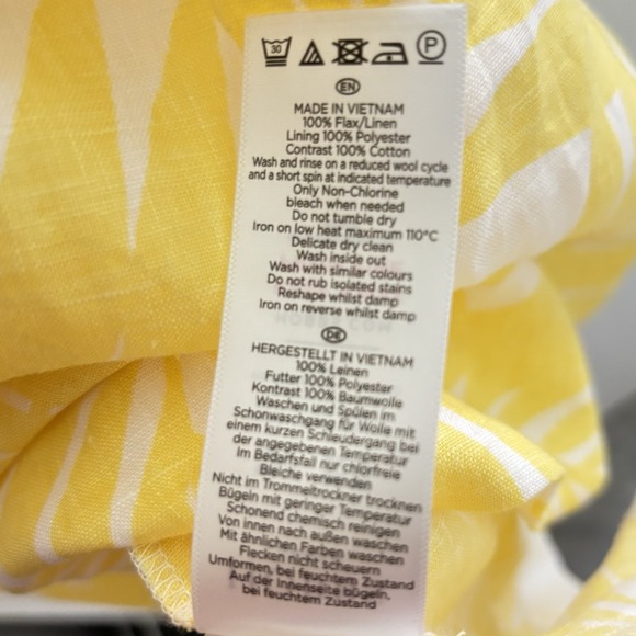 Hobbs London Floral Summer Linen Tea Dress Women's US Sz 6 Belted Yellow White - Picture 14 of 16